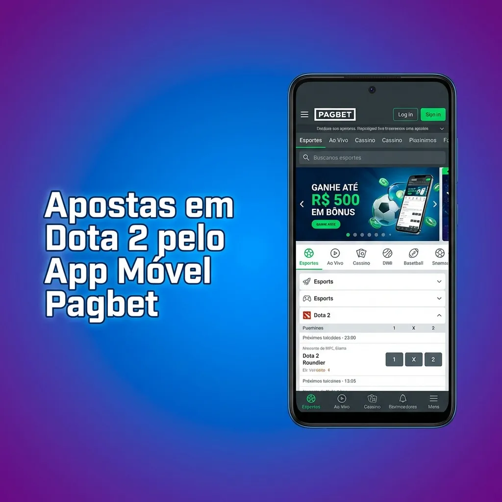 Pagbet mobile app interface showing Dota 2 betting options with live odds and match selections on smartphone screen
