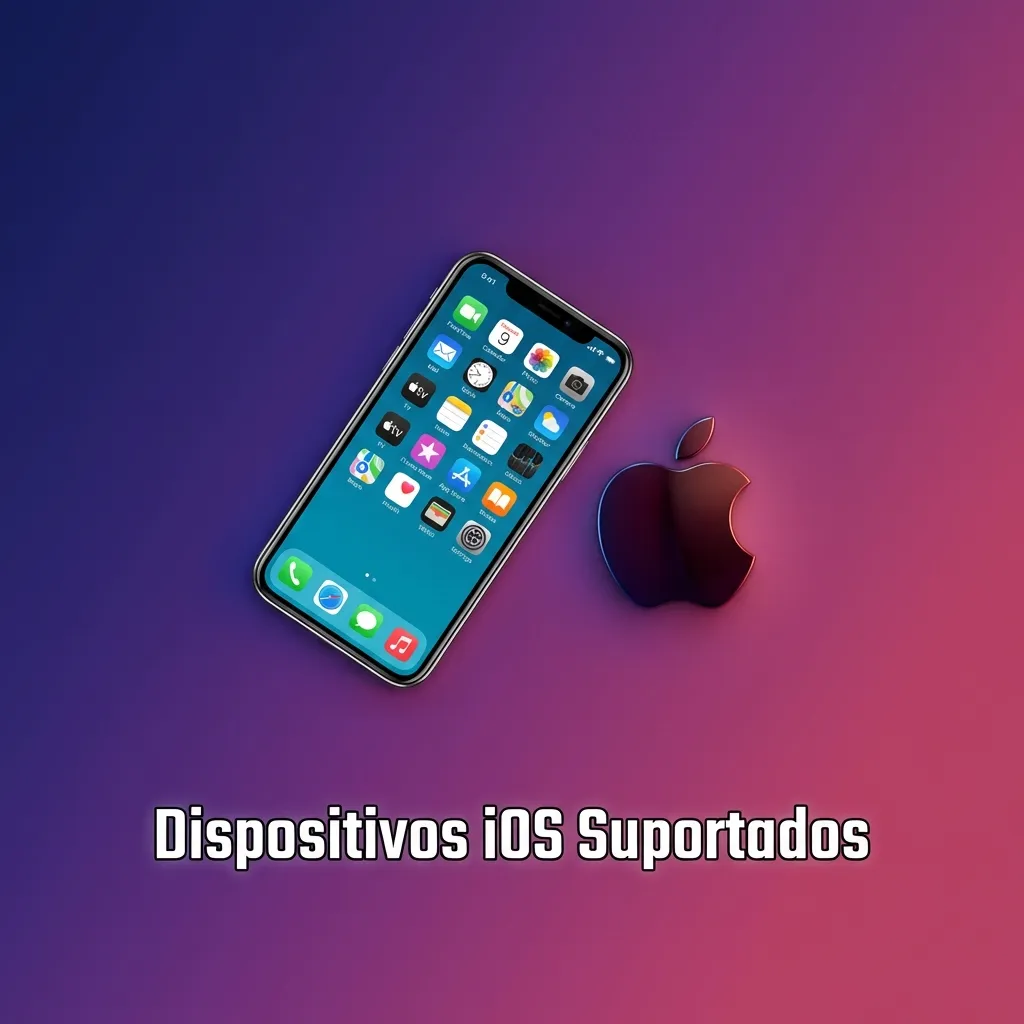 Lista de iPhones e iPads compatíveis, incluindo modelos desde iPhone XR, SE, 11, 12, 13 e iPads recentes.