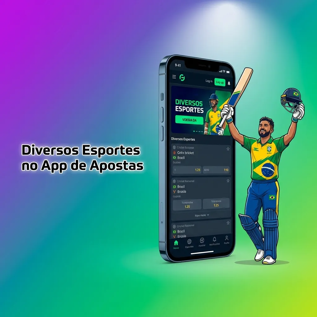 App de apostas exibindo diversos esportes incluindo futebol, basquete, tênis e eSports com opções ao vivo