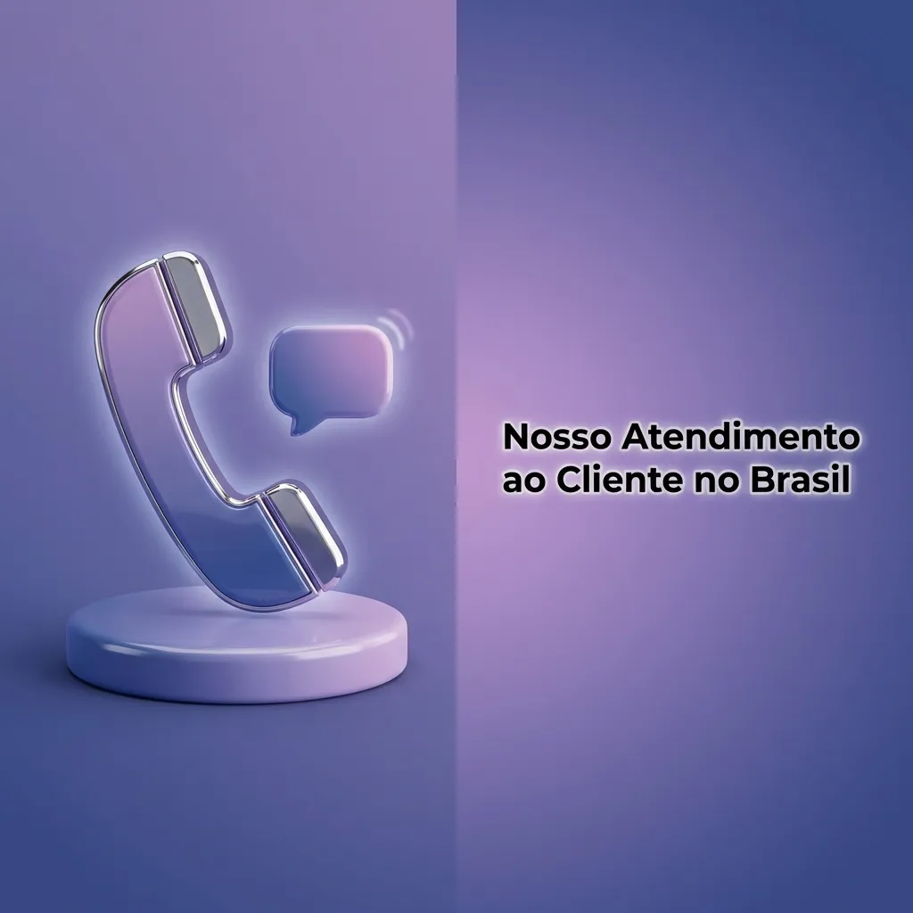 24/7 Brazilian customer support team available via live chat, email, Telegram, WhatsApp, and FAQ section in Portuguese